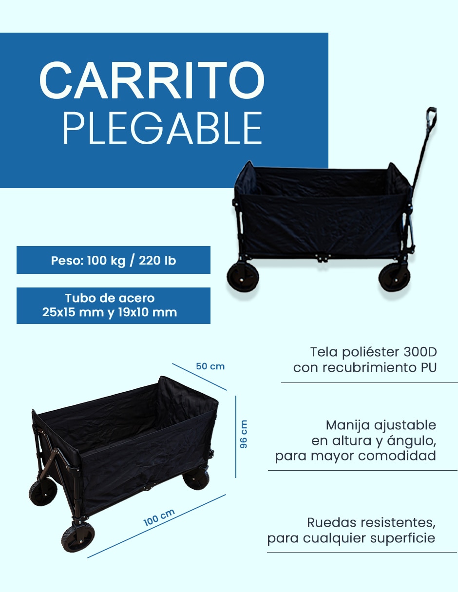 Carrito vagón plegable importadora la merced con capacidad de 100 kg